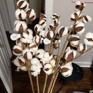 Faux Cotton Stem Bundle Floral Decor Farmhouse Boho Neutral